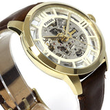 Buy Shop Fossil Townsman Automatic Skeleton Gold Dial Brown Leather Strap Watch for Men - ME3043 USA Online