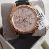 Buy Shop Michael Kors Lexington Chronograph Rose Gold Dial Black Leather Strap Watch For Men - MK8516 USA Online