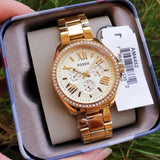 Buy Shop Fossil Cecile Chronograph Gold Dial Gold Steel Strap Watch for Women - AM4482 USA Online