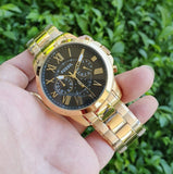 Buy Shop Fossil Grant Chronograph Black Dial Gold Steel Strap Watch for Men - FS4815 USA Online
