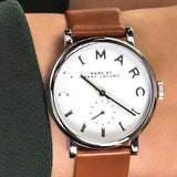 Buy Shop Marc Jacobs Baker White Dial Brown Leather Strap Watch for Women - MBM1265 USA Online