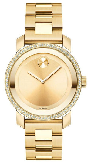 Buy Shop Movado Bold Diamonds Gold Dial Gold Steel Strap Watch for Women - 3600150 USA Online