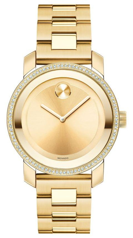 Buy Shop Movado Bold Diamonds Gold Dial Gold Steel Strap Watch for Women - 3600150 USA Online