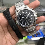 Buy Shop Fossil Dean Chronograph Black Dial Silver Steel Strap Watch for Men - FS4542 USA Online