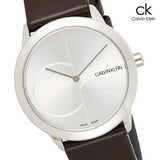Buy Shop Calvin Klein Minimal Silver Dial Brown Leather Strap Watch for Men - K3M221G6 USA Online