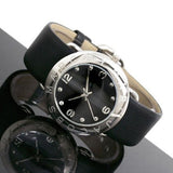 Buy Shop Marc Jacobs Amy Black Dial Black Leather Strap Watch for Women - MBM1140 USA Online