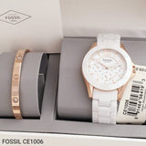Buy Shop Fossil Ceramic Multifunction White Dial White Steel Strap Watch for Women - CE1006 USA Online
