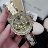 Buy Shop Michael Kors Wren Diamonds Gold Dial Two Tone Steel Strap Watch for Women - MK6157 USA Online