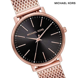 Buy Shop Michael Kors Pyper Analog Black Dial Rose Gold Mesh Strap Watch For Women - MK4566 USA Online