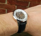 Buy Shop Fossil Townsman Automatic Skeleton White Dial Black Leather Strap Watch for Men - ME3085 USA Online