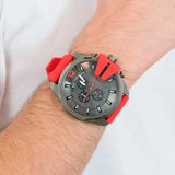 Buy Shop Diesel Mega Chief Chronograph Black Dial Red Silicone Strap Watch For Men - DZ4427 USA Online