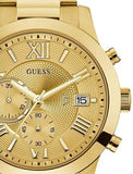 Guess Atlas Chronograph Gold Dial Gold Steel Strap Watch For Men - W0668G4