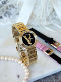 Buy Shop Versace V Virtus Quartz Black Dial Gold Steel Strap Watch For Women - VET300121 USA Online