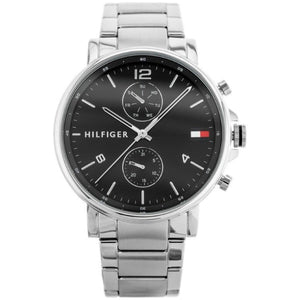 Buy Shop Tommy Hilfiger Daniel Black Dial Silver Steel Strap Watch for Men - 1710413 USA Online