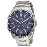 Buy Shop Fossil Garrett Chronograph Blue Dial Silver Steel Strap Watch for Men - FS5623 USA Online