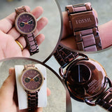 Buy Shop Fossil Tailor Analog Brown Dial Brown Steel Strap Watch for Women - ES4258 USA Online