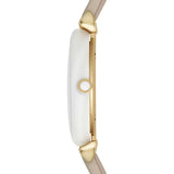Buy Shop Emporio Armani Gianni T Bar Quartz Mother of Pearl Dial White Leather Strap Watch For Women - AR1965 USA Online