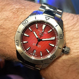 Buy Shop Tag Heuer Aquaracer Professional 200 Automatic Red Dial Silver Steel Strap Watch for Men - WBP2114.BA0627 USA Online