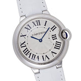 Buy Shop Cartier Ballon Bleu de Cartier Silver Dial White Leather Strap Watch for Women - W6920087 USA Online