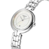 Tissot T Lady Flamingo Diamonds White Dial Silver Steel Strap Watch For Women - T094.210.11.116.01