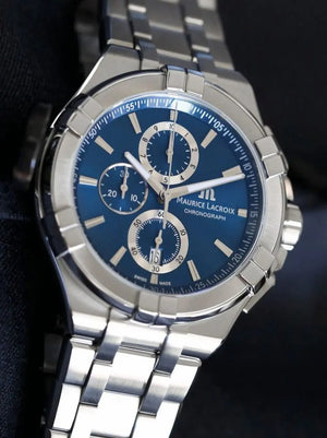 Buy Shop Maurice Lacroix Aikon Chronograph Blue Dial Silver Steel Strap Watch for Men - AI1018-SS002-430-1 USA Online