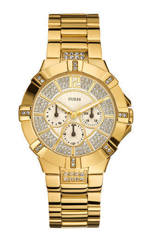 Buy Shop Guess Vista Diamonds Gold Dial Gold Steel Strap Watch for Women - W13573L1 USA Online