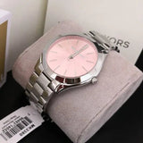 Buy Shop Michael Kors Slim Runway Quartz Pink Dial Silver Steel Strap Watch For Women - MK3380 USA Online