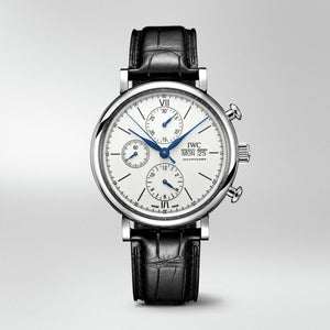 Buy Shop IWC Portofino Chronograph White Dial Black Leather Strap Watch for Men - IW391024 USA Online