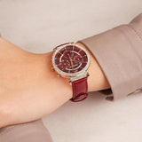 Buy Shop Swarovski Passage Chrono Red Dial Red Leather Strap Watch for Women - 5580345 USA Online