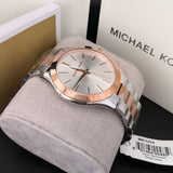 Michael Kors Slim Runway White Dial Two Tone Steel Strap Watch for Women - MK3204