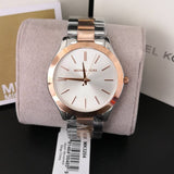 Michael Kors Slim Runway White Dial Two Tone Steel Strap Watch for Women - MK3204