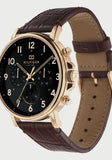 Tommy Hilfiger Daniel Black Dial Brown Leather Strap Watch for Men - 1710379