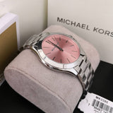 Buy Shop Michael Kors Slim Runway Quartz Pink Dial Silver Steel Strap Watch For Women - MK3380 USA Online