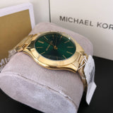 Buy Shop Michael Kors Slim Runway Green Dial Gold Steel Strap Watch for Women - MK3435 USA Online