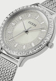 Buy Shop Guess Soiree Diamonds Silver Dial Silver Mesh Bracelet Watch for Women - GW0402L1 USA Online