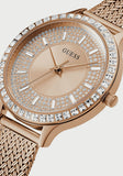 Buy Shop Guess Soiree Diamonds Rose Gold Dial Rose Gold Mesh Bracelet Watch for Women - GW0402L3 USA Online