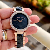 Buy Shop Michael Kors Parker Mother of Pearl Black Dial Two Tone Steel Strap Watch for Women - MK6414 USA Online