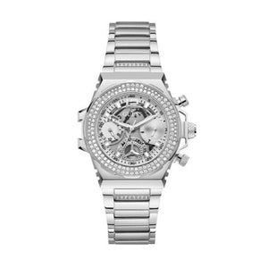 Buy Shop Guess Fusion Chronograph Crystals Silver Dial Silver Steel Strap Watch For Women - GW0552L1 USA Online