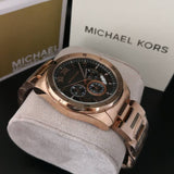 Buy Shop Michael Kors Brecken Chronograph Analog Black Dial Rose Gold Steel Strap Watch For Women - MK8563 USA Online