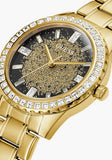 Buy Shop Guess Night Life Diamonds Black Dial Gold Steel Strap Watch for Women - GW0405L2 USA Online