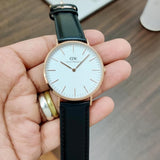 Buy Shop Daniel Wellington Classic Sheffield White Dial Black Leather Strap Watch For Men - DW00100007 USA Online