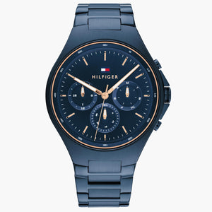 Buy Shop Tommy Hilfiger Justin Chronograph Blue Dial Blue Steel Strap Watch For Men - 1792058 USA Online