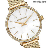 Buy Shop Michael Kors Pyper Quartz Mother of Pearl White Dial Gold Mesh Bracelet Watch For Women - MK4619 USA Online