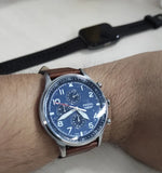 Buy Shop Fossil Retro Pilot Chronograph Blue Dial Brown Leather Strap Watch for Men - FS5832 USA Online