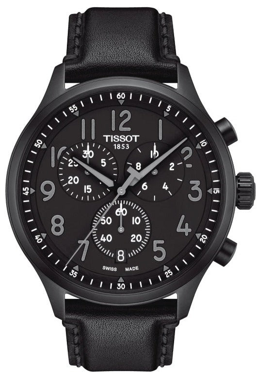 Buy Shop Tissot Chrono XL Vintage Black Dial Black Leather Strap Watch For Men - T116.617.36.052.00 USA Online
