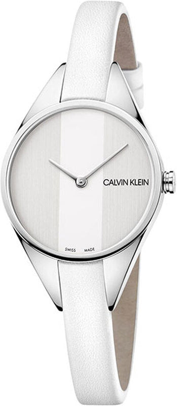Buy Shop Calvin Klein Rebel White Dial White Leather Strap Watch for Women - K8P231L6 USA Online