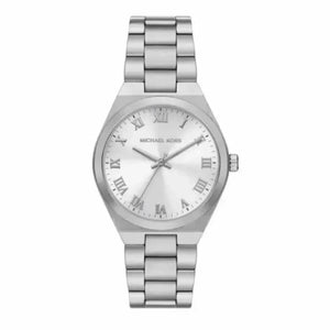 Buy Shop Michael Kors Lennox Three Hand Silver Dial Silver Steel Strap Watch For Women - MK7393 USA Online
