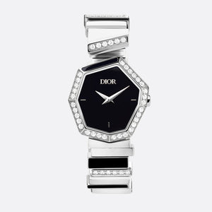 Buy Shop Dior Gem Dior Mother of Pearl Diamonds Black Dial Silver Steel Strap Watch for Women - CD18111X1058 USA Online