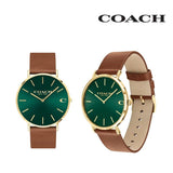 Coach Charles Green Dial Brown Leather Strap Watch for Men - 14602435