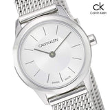 Buy Shop Calvin Klein Minimal White Dial Silver Mesh Bracelet Watch for Women - K3M23126 USA Online